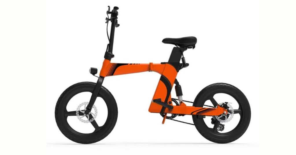 BK5 Plus: A compact and foldable electric bike with a black and red colour scheme, designed for easy transportation and storage.

