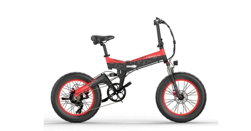 image of the Lankeleisi X3000 Plus 1000W 48V 17.5 Ah 20 inch Fat Tyre Foldable ebike
 in red and black