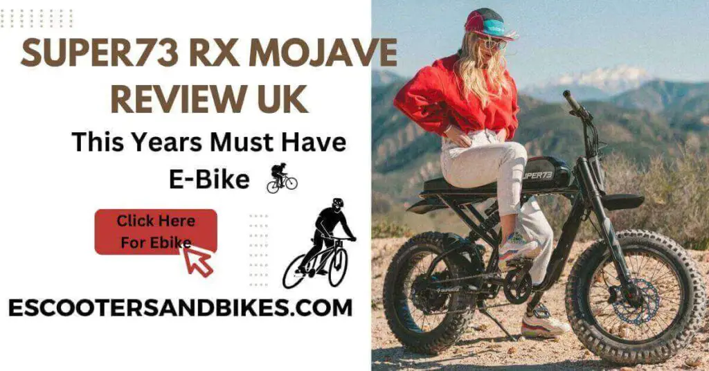 Image of a woman sitting on the Super73 RX Mojave E-Bike, showcasing the title 'This Year's Must-Have E-Bike!