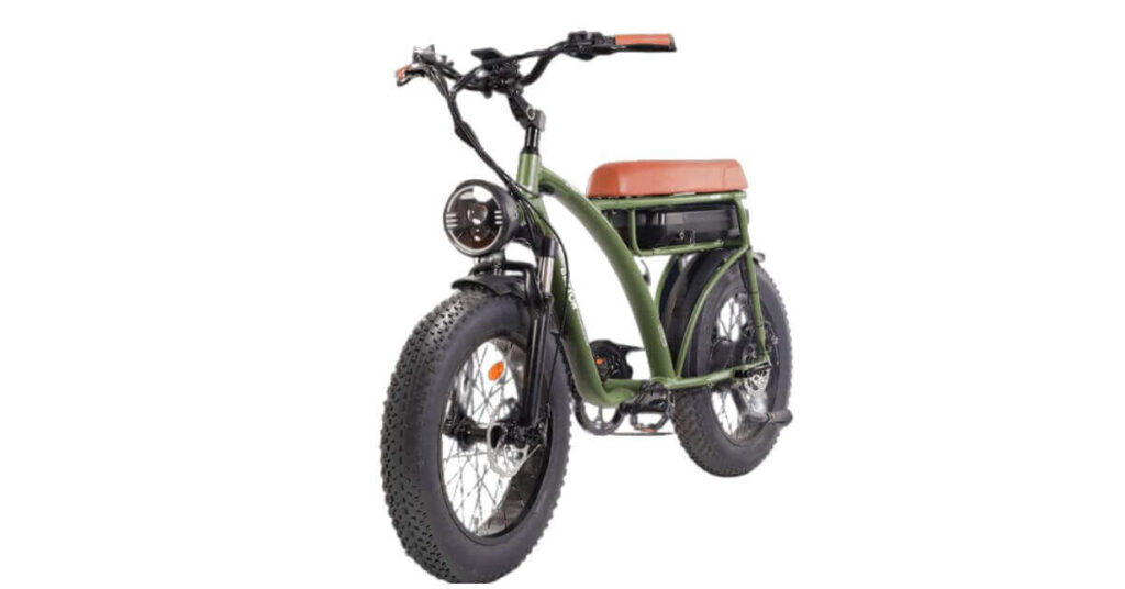 image of the bezior xf001 elecric bike in green and black wheels