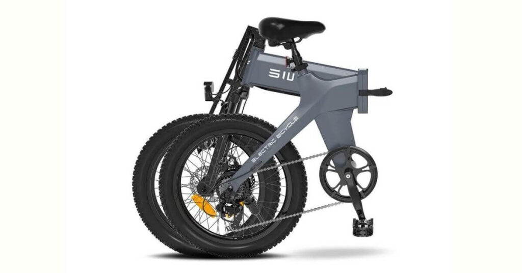 image of the ENGWE C20 pro ebike in grey  and the bike is folded in half