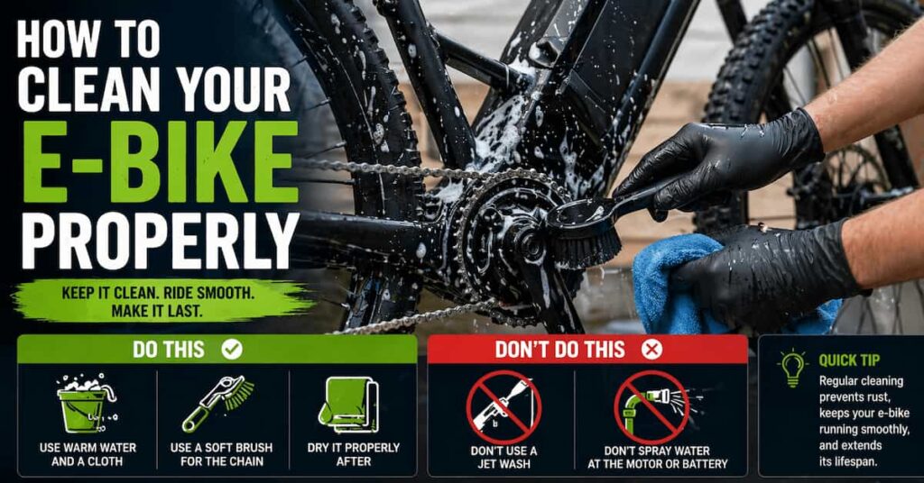 cleaning electric bike chain with brush in UK to maintain performance and extend lifespan