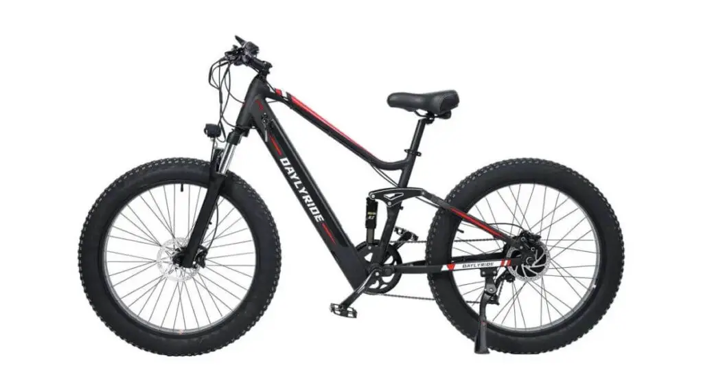 an image of the DAYLYRIDE Snow Leopard Electric Bike in red and black