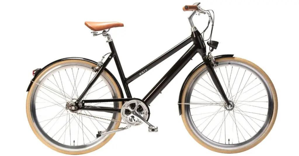 an image of the WATT BOSTON FEMALE electric bike in black and brown colour