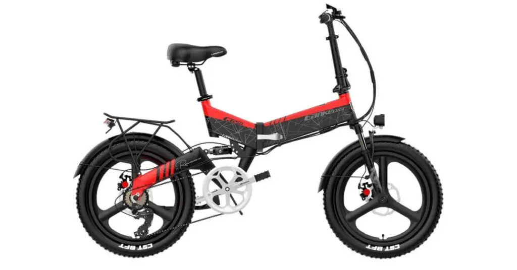 an image of a lankeleisi g650 electric bike in red and black