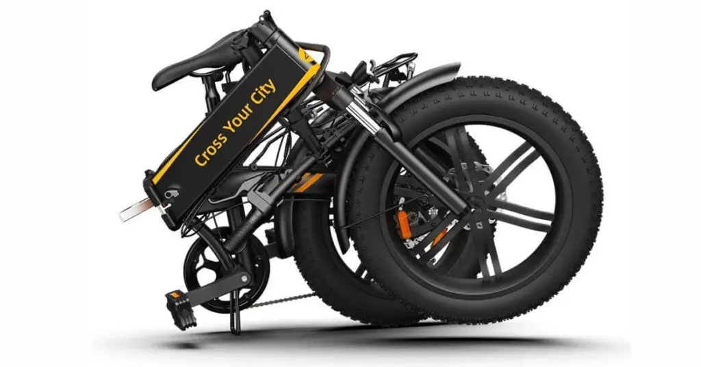 an image of an ado a20f xe folding electric bike in its folded position