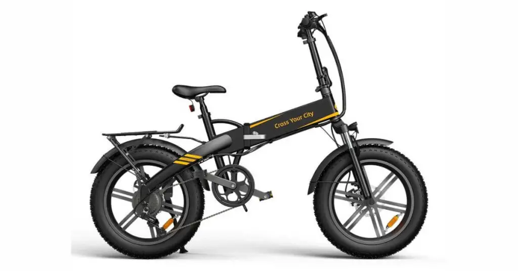 an image of an ado a20 xe beast electric bike in black and yellow