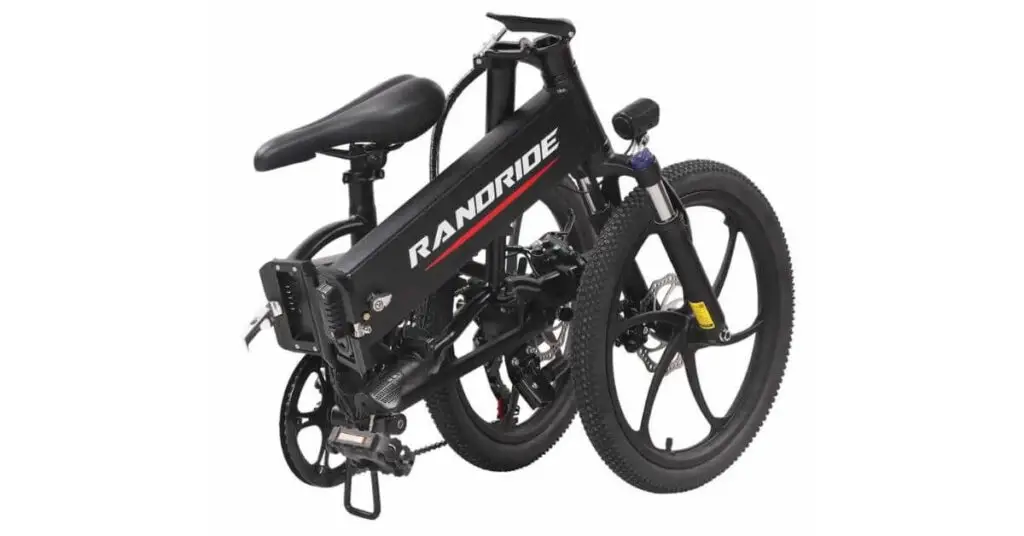 an image of the daylyride gray fox ya20 foldable electric bike in its folded position