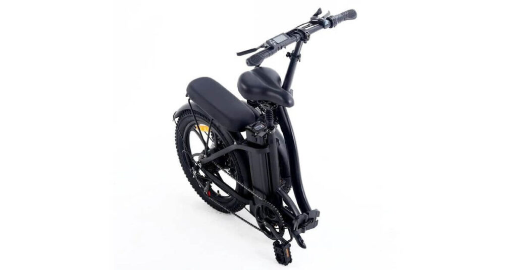 an image of the huaming shark bk6 electric bike in black in it's folded position