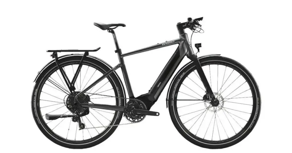 an image of a BASSO VEGA Alu Urban Flat Bar MX25 E-Bike – 2023 Model in black