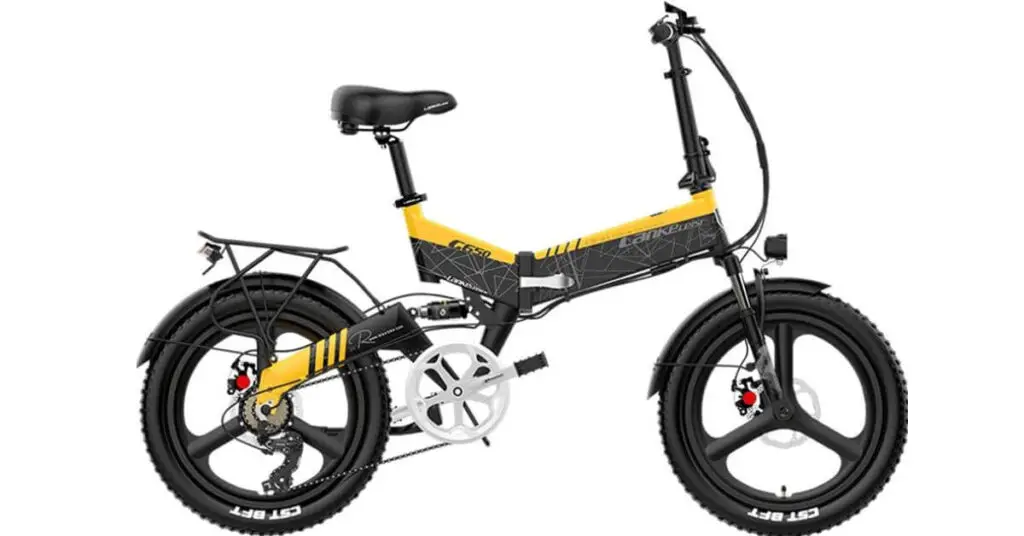 an image of a lankeleisi g650 electric bike in yellow and black