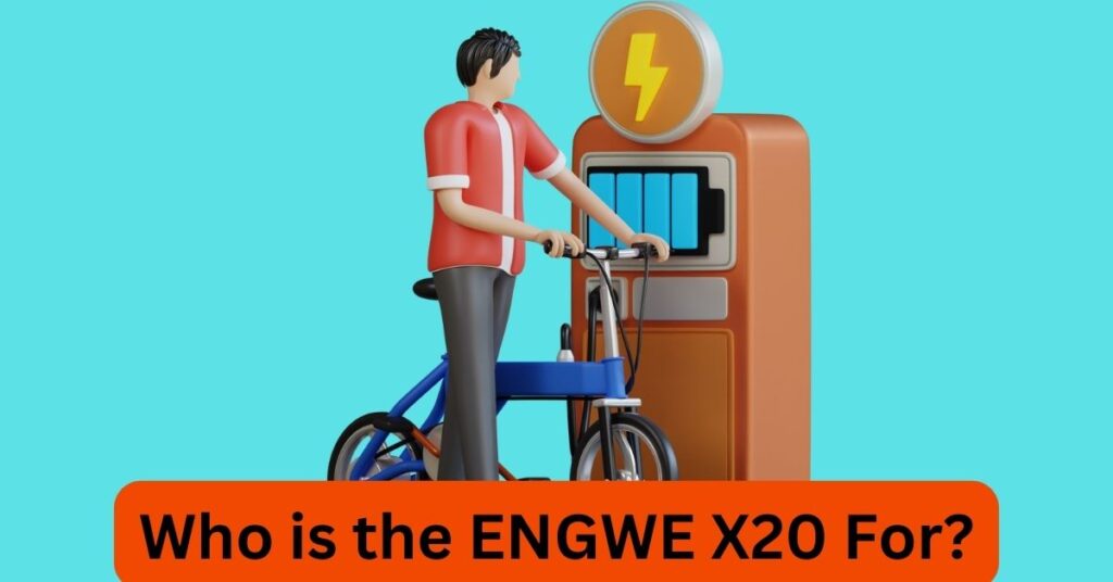 an image of an electric bike and an electric bike charging point and text underneath saying Who is the ENGWE X20 For?
